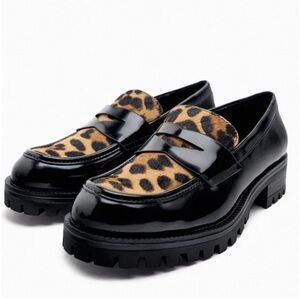Zara animal print loafers